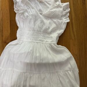 Mine White Ruffled Mini Dress